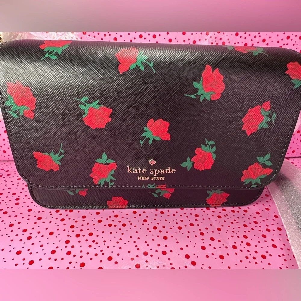 Kate Spade Madison Rose Toss Printed Small Flap Crossbody NWT